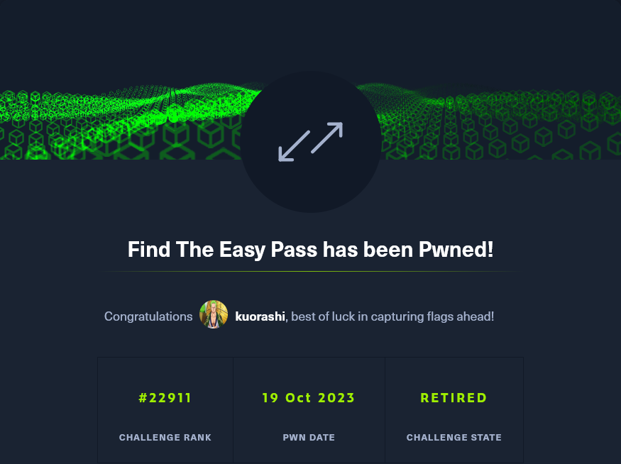 FindTheEasyPass pwned