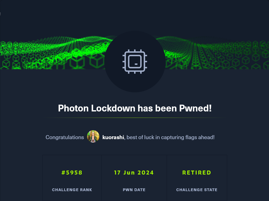 Photon Lockdown pwned