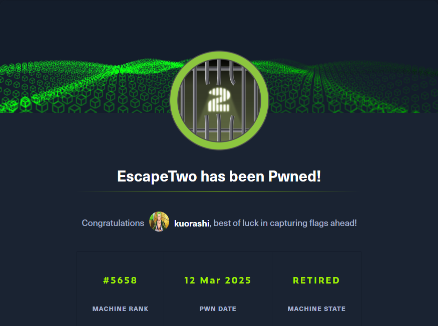 EscapeTwo pwned